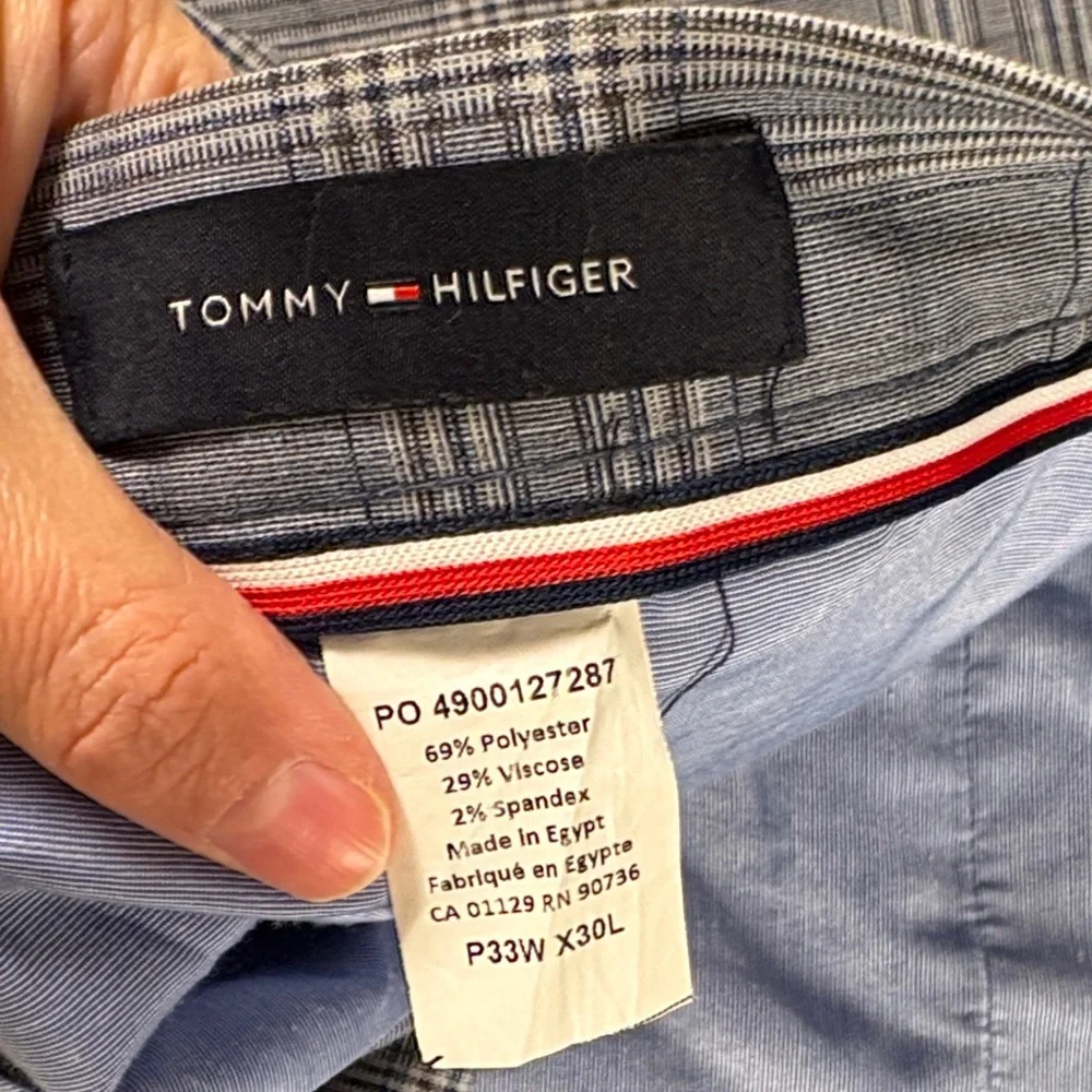 Tommy Hilfiger Men's 33x30 Blue Plaid TH Flex‎ Modern Fit Stretch Dress Pants